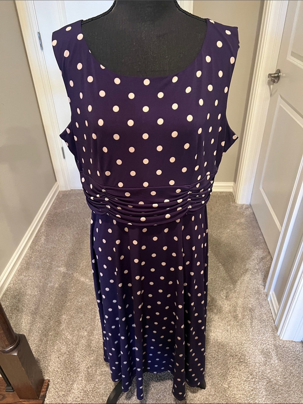 Siena Studio Purple and Ivory Polka Dot Sleeveless Maxi Dress